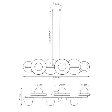 Pendel med wireophæng MODEL 6xG9/8W/230V, sort