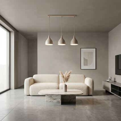 Pendel med wireophæng NOAK CLASSIC 3xE27/15W/230V beige