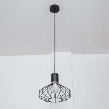 Pendel med wireophæng SOLANO 1xE27/15W/230V sort/højglans krom
