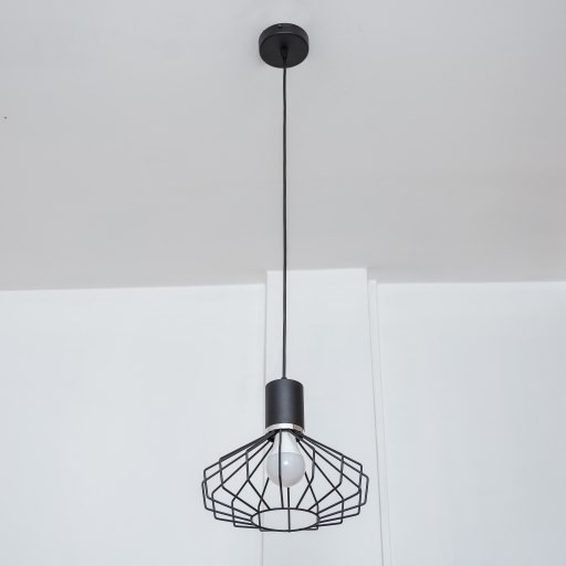 Pendel med wireophæng SOLANO 1xE27/15W/230V sort/højglans krom