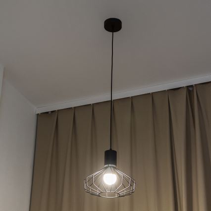 Pendel med wireophæng SOLANO 1xE27/15W/230V sort/højglans krom