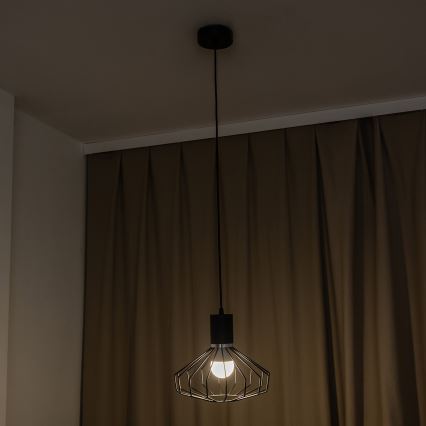 Pendel med wireophæng SOLANO 1xE27/15W/230V sort/højglans krom