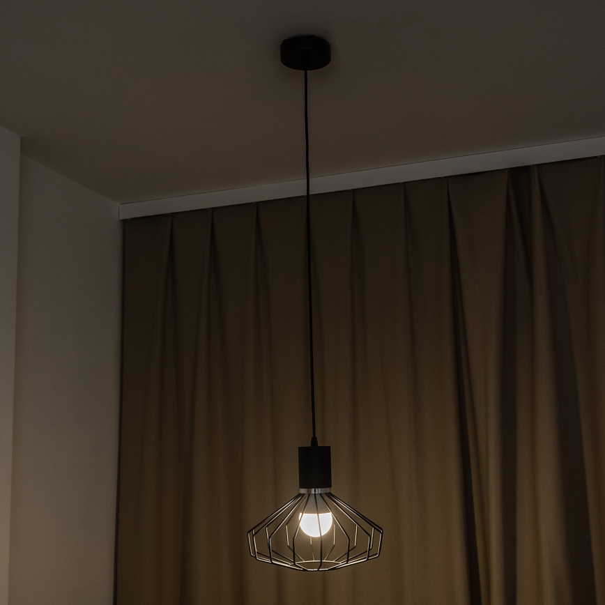 Pendel med wireophæng SOLANO 1xE27/15W/230V sort/højglans krom