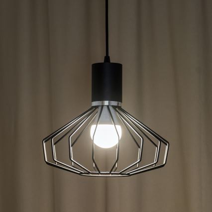 Pendel med wireophæng SOLANO 1xE27/15W/230V sort/højglans krom