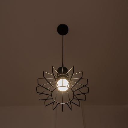 Pendel med wireophæng SOLANO 1xE27/15W/230V sort/højglans krom