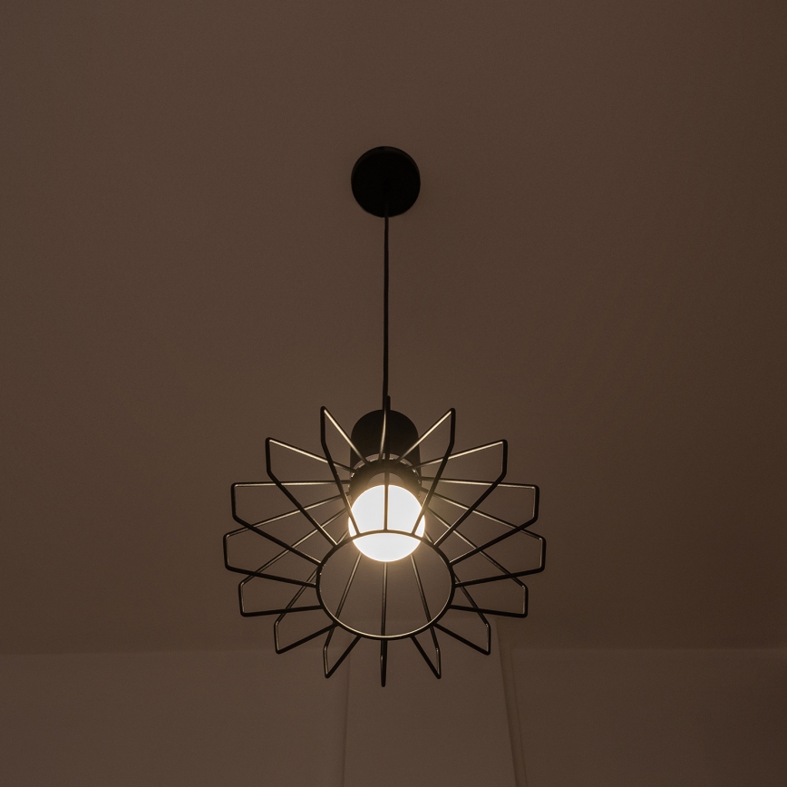 Pendel med wireophæng SOLANO 1xE27/15W/230V sort/højglans krom