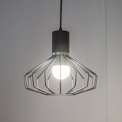 Pendel med wireophæng SOLANO 1xE27/15W/230V sort/højglans krom