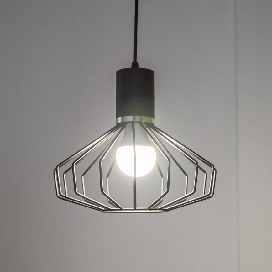 Pendel med wireophæng SOLANO 1xE27/15W/230V sort/højglans krom