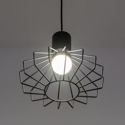 Pendel med wireophæng SOLANO 1xE27/15W/230V sort/højglans krom