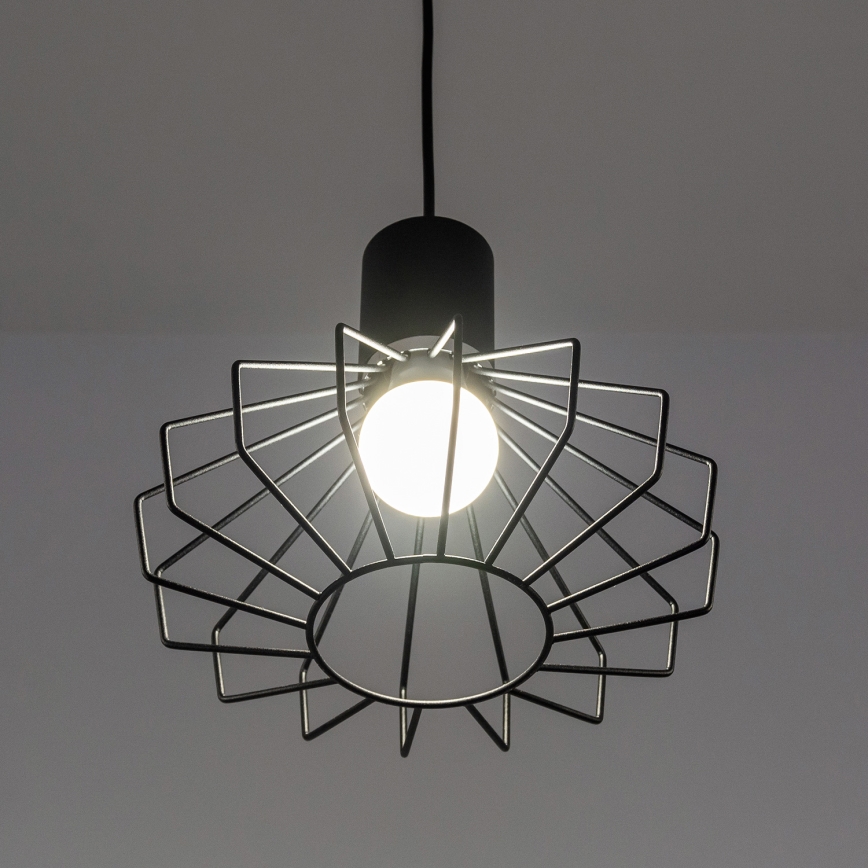 Pendel med wireophæng SOLANO 1xE27/15W/230V sort/højglans krom