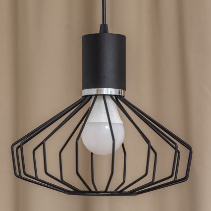 Pendel med wireophæng SOLANO 1xE27/15W/230V sort/højglans krom