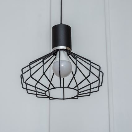 Pendel med wireophæng SOLANO 1xE27/15W/230V sort/højglans krom