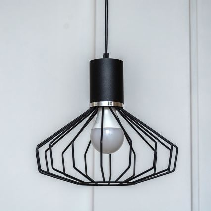 Pendel med wireophæng SOLANO 1xE27/15W/230V sort/højglans krom