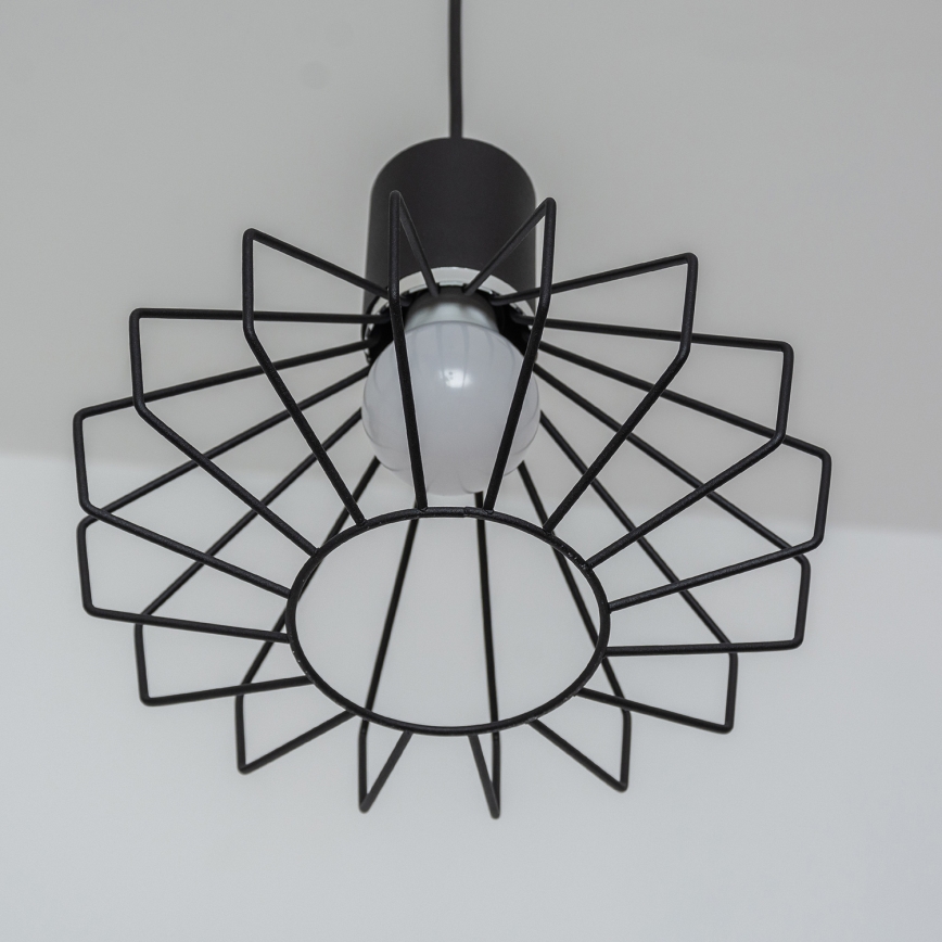Pendel med wireophæng SOLANO 1xE27/15W/230V sort/højglans krom