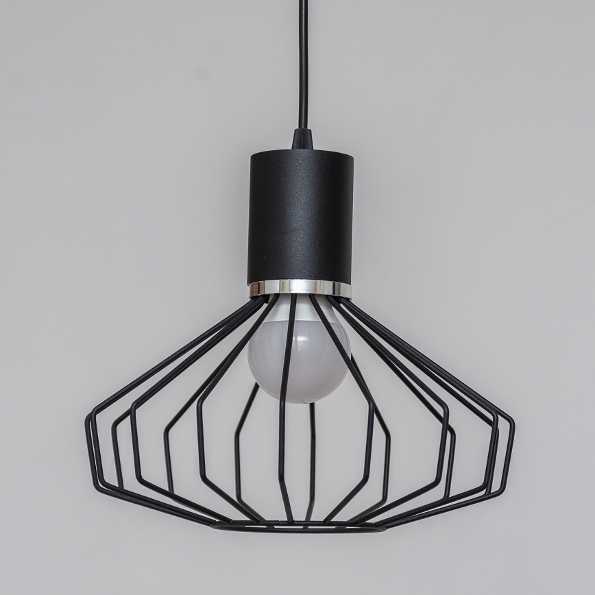 Pendel med wireophæng SOLANO 1xE27/15W/230V sort/højglans krom