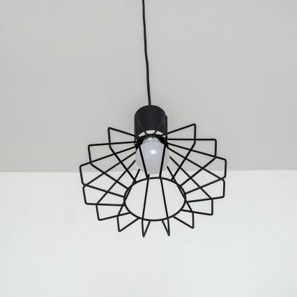 Pendel med wireophæng SOLANO 1xE27/15W/230V sort/højglans krom