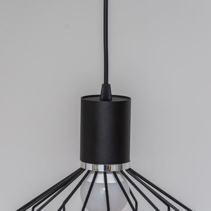 Pendel med wireophæng SOLANO 1xE27/15W/230V sort/højglans krom