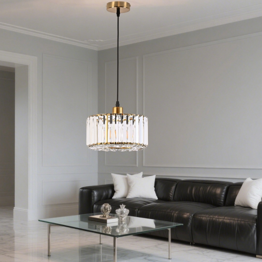 Pendel med wireophæng VETRO 1xE27/60W/230V guldfarvet