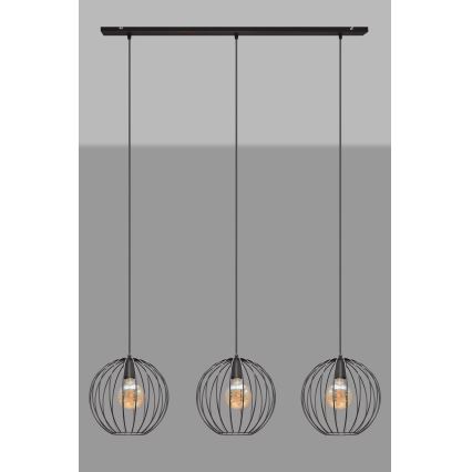 Pendel MERCURE 3xE27/15W/230V sort
