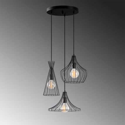 Pendel MEZOPOTAMYA 3xE27/40W/230V sort