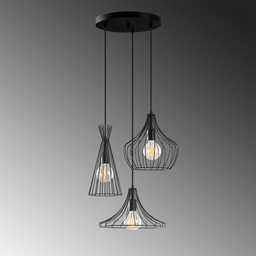Pendel MEZOPOTAMYA 3xE27/40W/230V sort