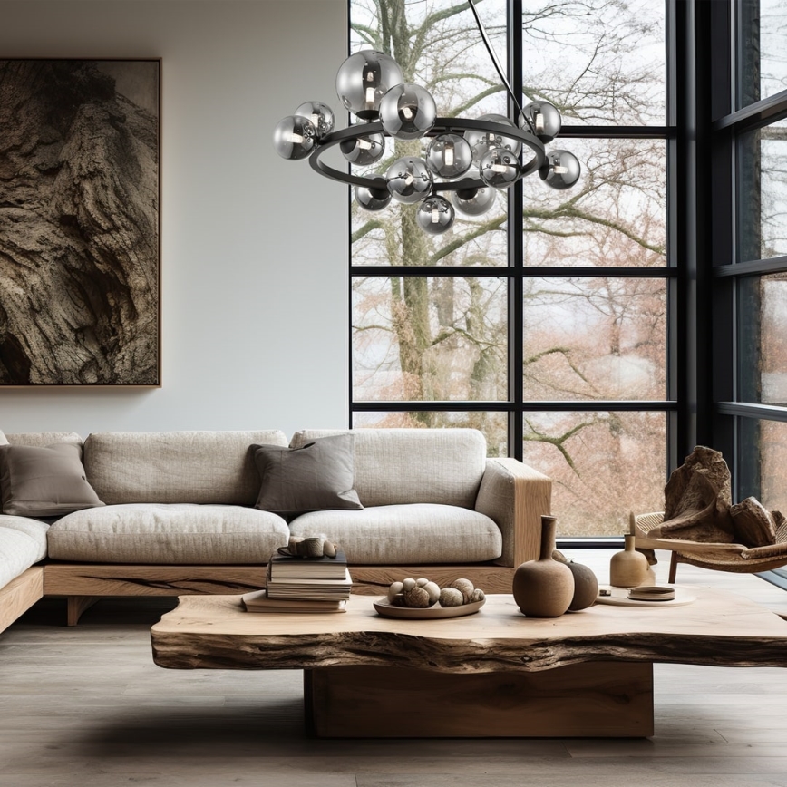 Pendel MILA 14xG9/9W/230V sort/grå
