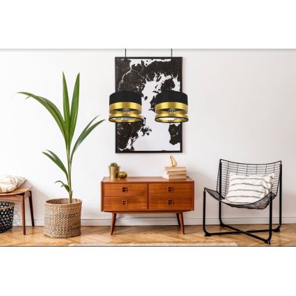 Pendel MILO 2xE27/60W/230V gylden/sort