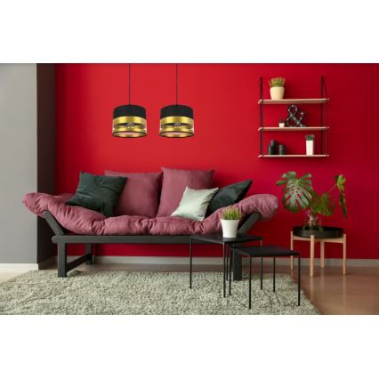 Pendel MILO 2xE27/60W/230V gylden/sort