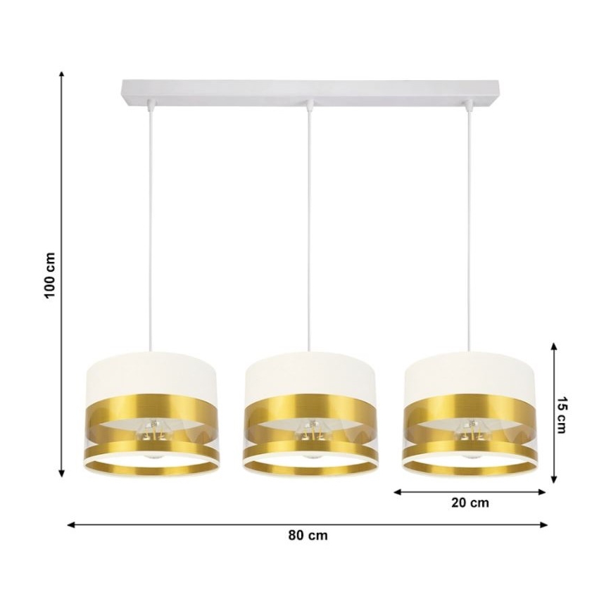 Pendel MILO 3xE27/60W/230V gylden