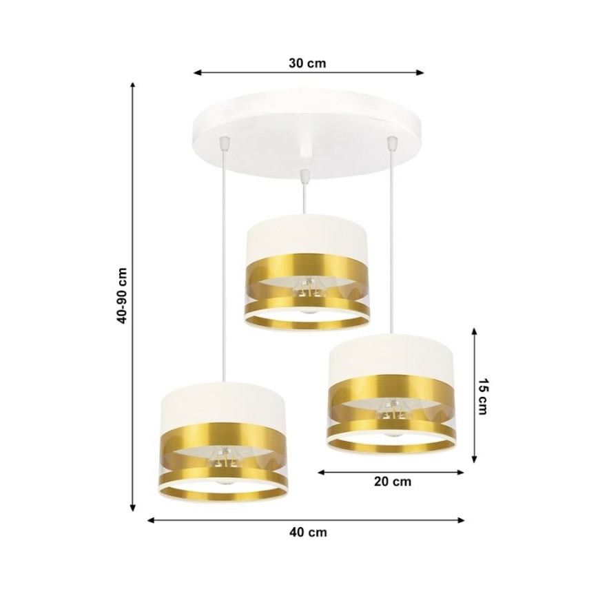 Pendel MILO 3xE27/60W/230V gylden