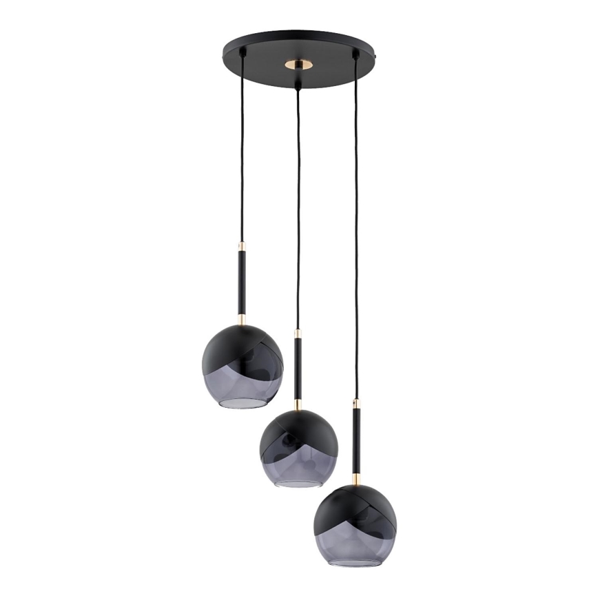 Pendel MILTONA 3xE27/60W/230V sort/grå