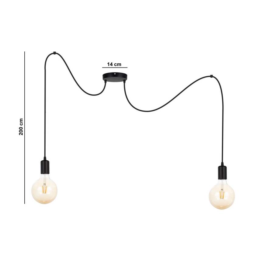 Pendel MIROS 2xE27/60W/230V edderkop sort