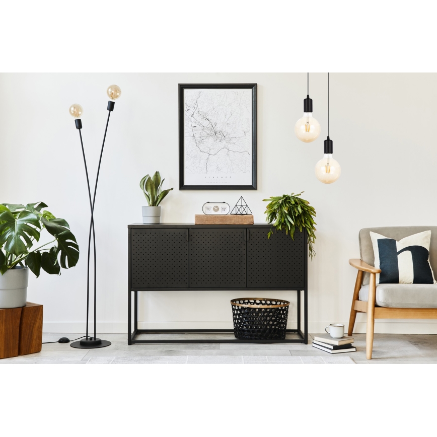 Pendel MIROS 2xE27/60W/230V rund sort
