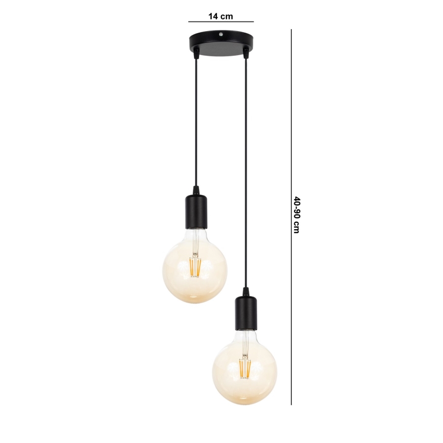 Pendel MIROS 2xE27/60W/230V rund sort