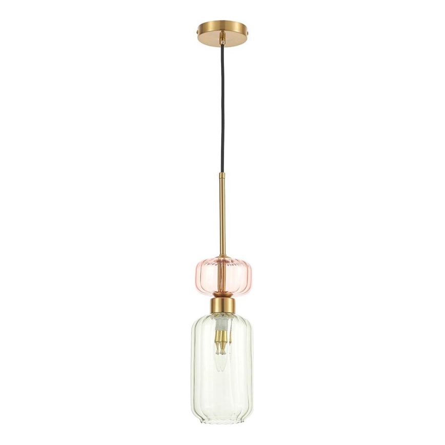 Pendel MOLLY 1xE14/40W/230V diameter 12 cm guldfarvet/grøn/lyserød