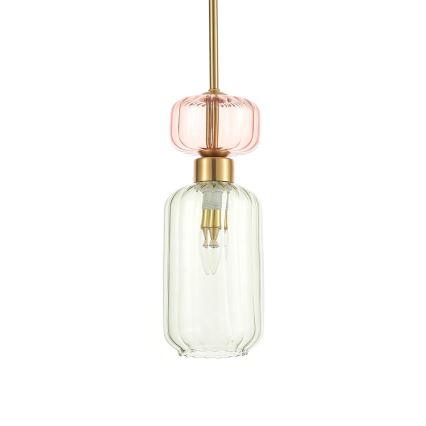 Pendel MOLLY 1xE14/40W/230V diameter 12 cm guldfarvet/grøn/lyserød
