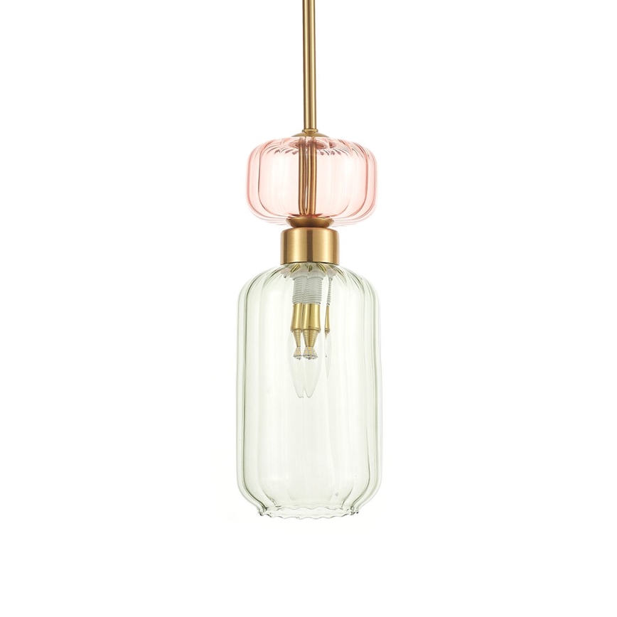 Pendel MOLLY 1xE14/40W/230V diameter 12 cm guldfarvet/grøn/lyserød