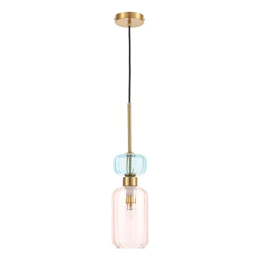Pendel MOLLY 1xE14/40W/230V diameter 12 cm guldfarvet/lyserød/blå