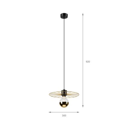Pendel MONTANA 1xE27/15W/230V diameter 30 cm guldfarvet/sort