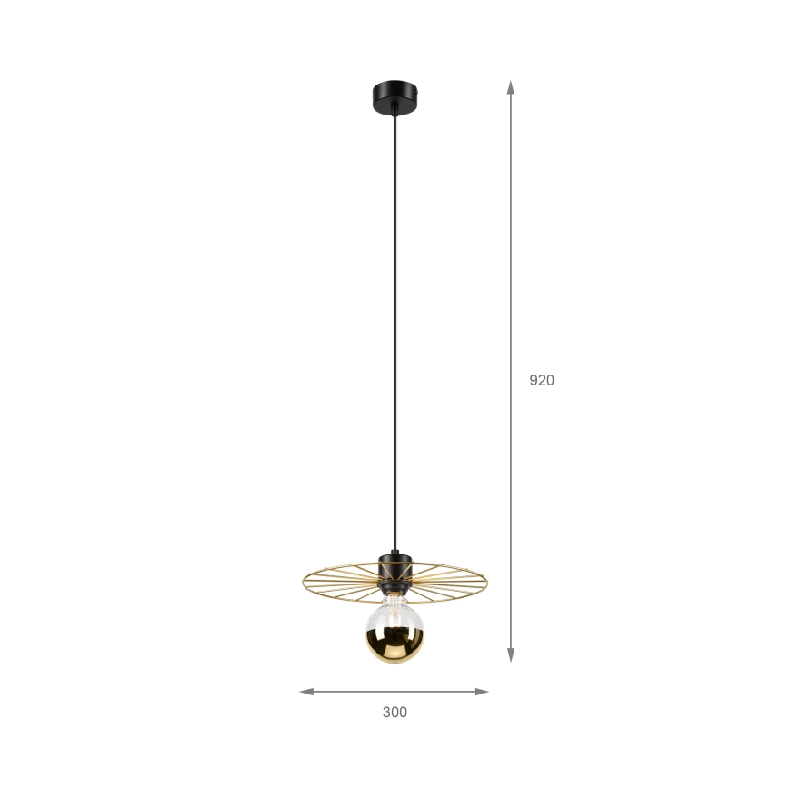 Pendel MONTANA 1xE27/15W/230V diameter 30 cm guldfarvet/sort