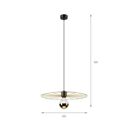 Pendel MONTANA 1xE27/15W/230V diameter 45 cm guldfarvet/sort