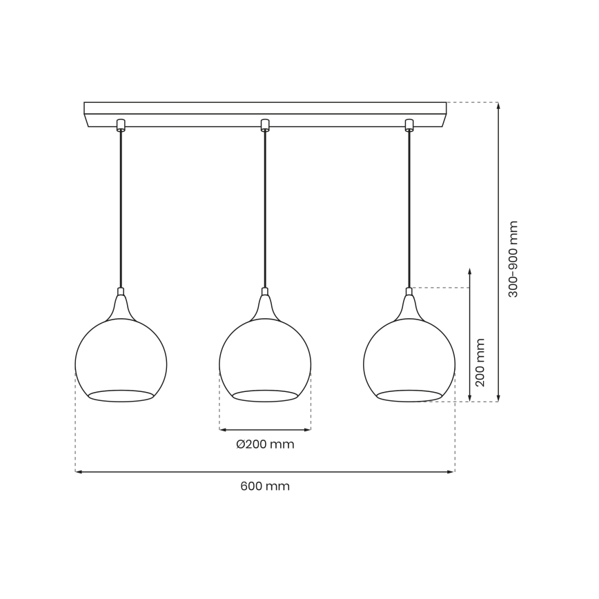 Pendel MONTE 3xE27/60W/230V d. 20 cm mat krom