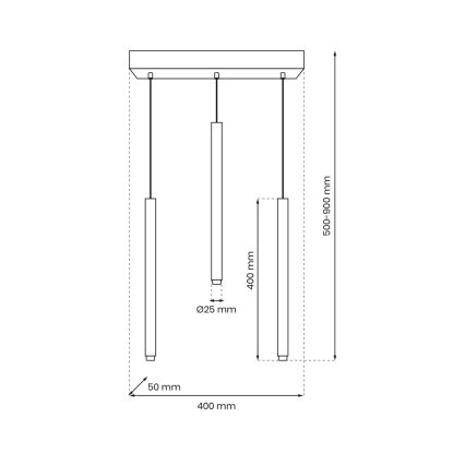 Pendel MONZA 3xG9/8W/230V sort/gylden