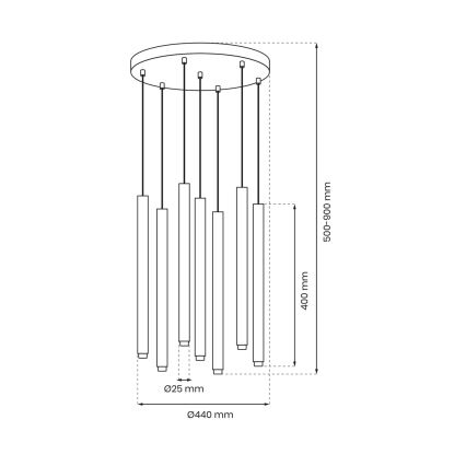 Pendel MONZA 7xG9/8W/230V sort/gylden