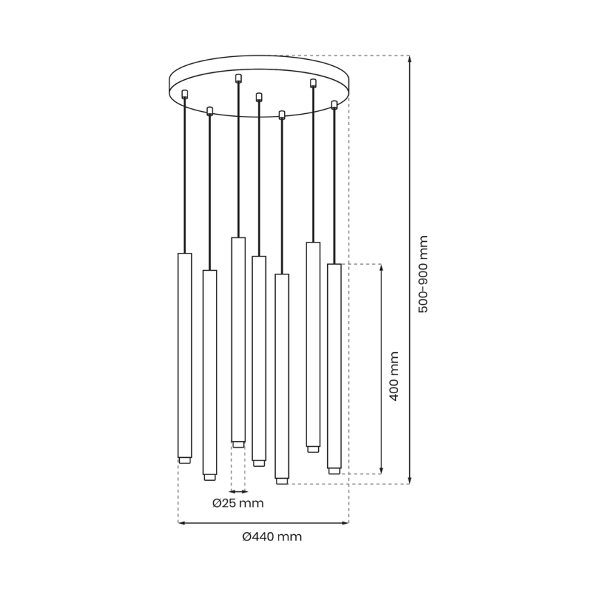 Pendel MONZA 7xG9/8W/230V sort