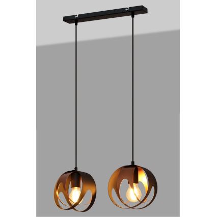 Pendel MOONLIGHT 2xE27/15W/230V sort/kobberfarvet