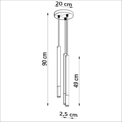 Pendel MOSAIC 3xG9/12W/230V sort/gylden