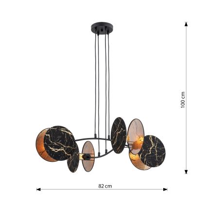 Pendel MOTIF 4xE27/15W/230V sort/guldfarvet