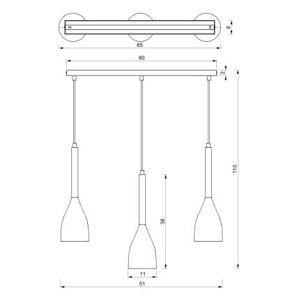 Pendel MUZA NEW 3xE27/60W/230V sort