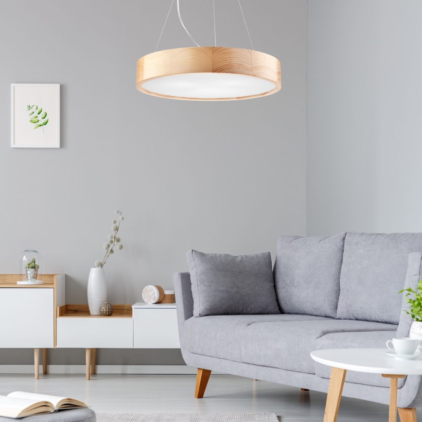 Pendel NATURAL 3xE27/60W/230V ø 47 cm fyrretræ